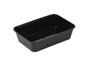 Bakke 650 ml 175 x 120 x 45 mm Nudelbakke til Mikroovn PP Sort,50 stk x 1 stk/ps - (50 stk.)