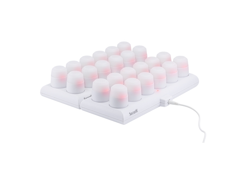 Securit® set 12 st LUNA glasljusstakar, 12 st LED värmeljus och laddstation, vit/vitt ljus | Belysning - Inomhusbelysning - Bordslampa | GameStuff