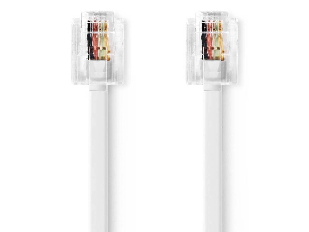 Nedis Tcgl90200wt50, 5 M, Rj-11, Rj-11, Hvid, Hanstik, Hanstik