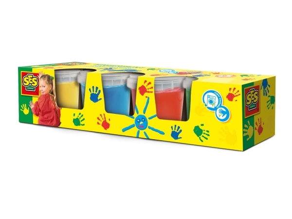 SES Creative Washable Finger Paints (Pack of 4), Blå, Grön, Röd, Gul, Giftfri, Tvättbar, Glutenfri, 145 ml | Leksaker - Kreativitet - Rittning och målning | GameStuff