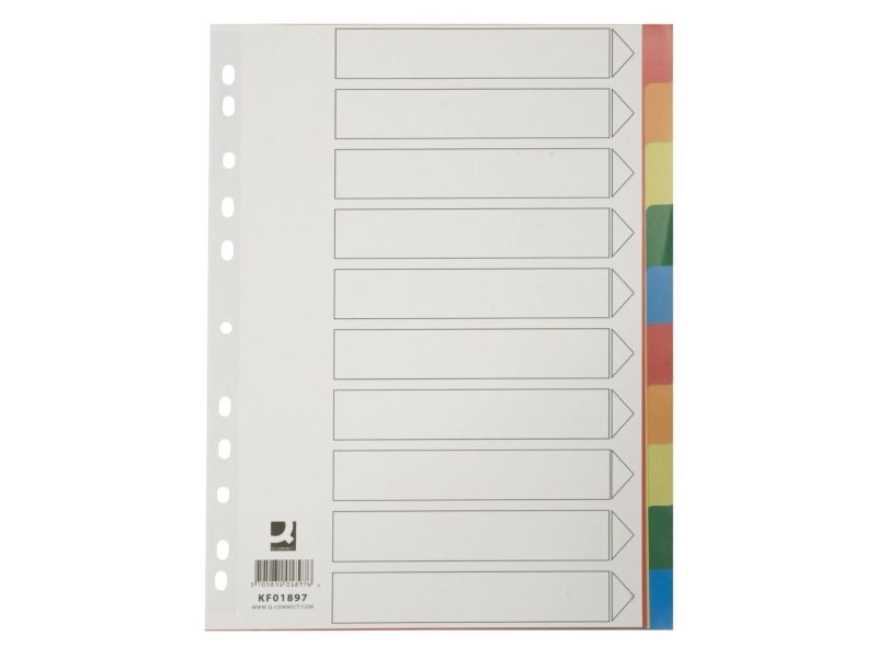 Q-CONNECT KF01897, Tomma registerflikar, Polypropylen (PP), Multifärg, 225 mm, 297 mm, 12 mm | Arkivlådor | GameStuff