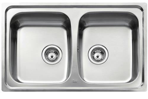 Intra Juvel Universo dobbel køkkenvask 790x500mm med strainer, til nedfældning, UNI200