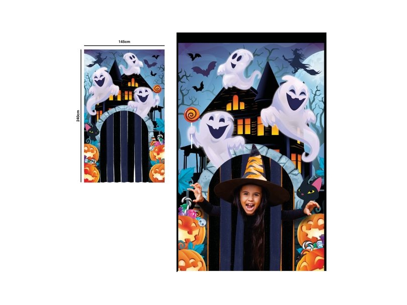 Halloween Dørdekoration Med Gardin