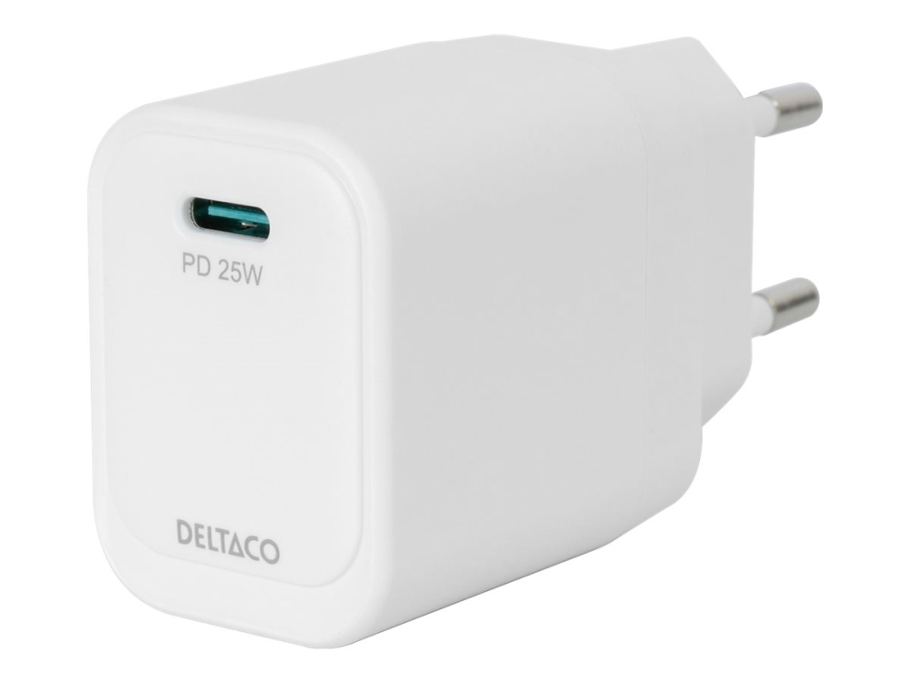 Deltaco Wall Charger - Netzgerät - 25 Watt - Pd/Pps (24 Pin Usb-C) - Weiß