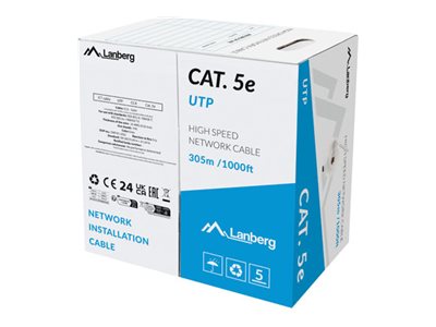 Kabel Lan Utp Cat.5E 305M Drut Cca Szary Fluke Passed Lanberg