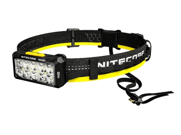 Nitecore Hu2000, Hovedbånd Lommelygte, Sort, Gul, Aluminium, Polykarbonat (Pc), Knapper, 2 M, 1 M