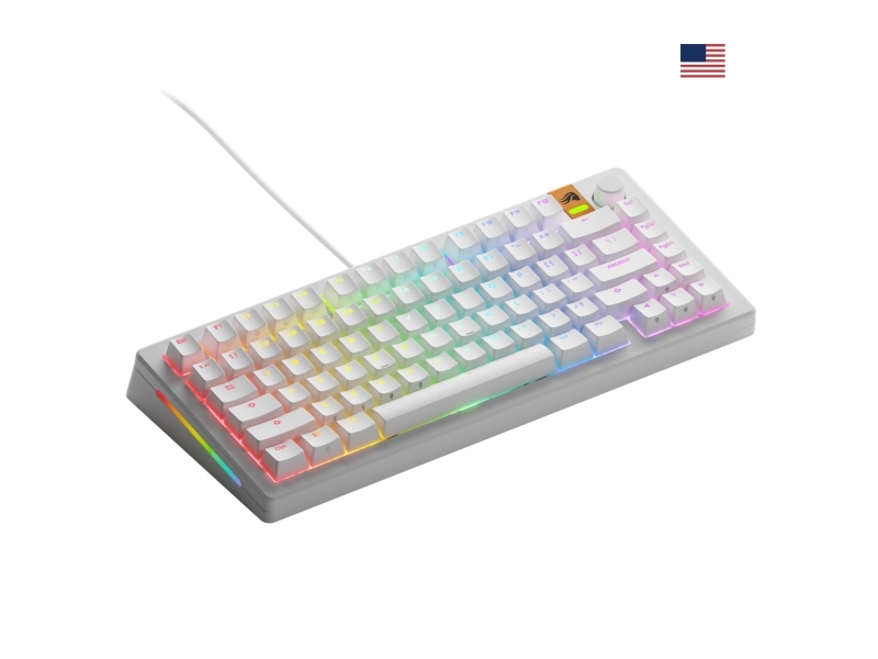 Glorious Gaming GMMK 3 HE 75% Prebuilt, Ledningsført, USB, Mekanisk, QWERTY, RGB LED, Hvid
