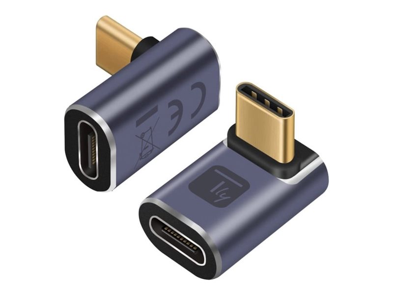 Techly - Usb Adapter - Usb-C (Han) Vinklet Til Usb-C (Hun) - Usb4 - 20 V - 5 A - Op Til 40 Gbps Datatransferhastighed, 2K60 Hz Support, 4K Support, 8