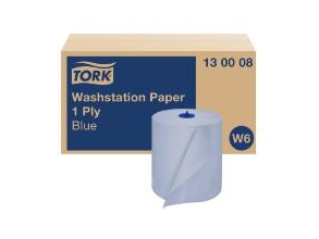 Wischpapier Tork Basic W6 1-Lagig Blau 6Rolle/Dose 130008