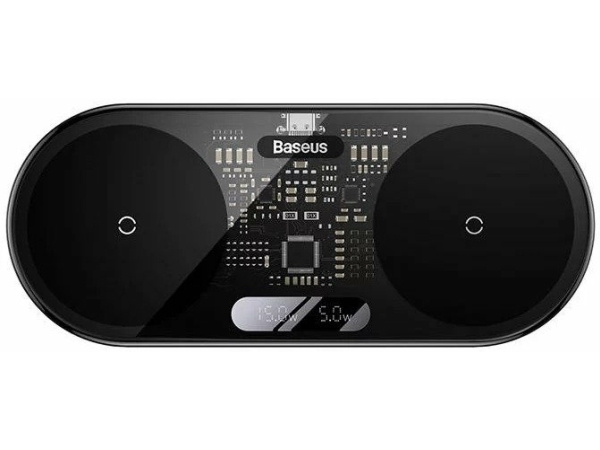 Baseus 2In1 20W Digital Led Display, Indendørs, Usb, Trådløs Opladning, Sort
