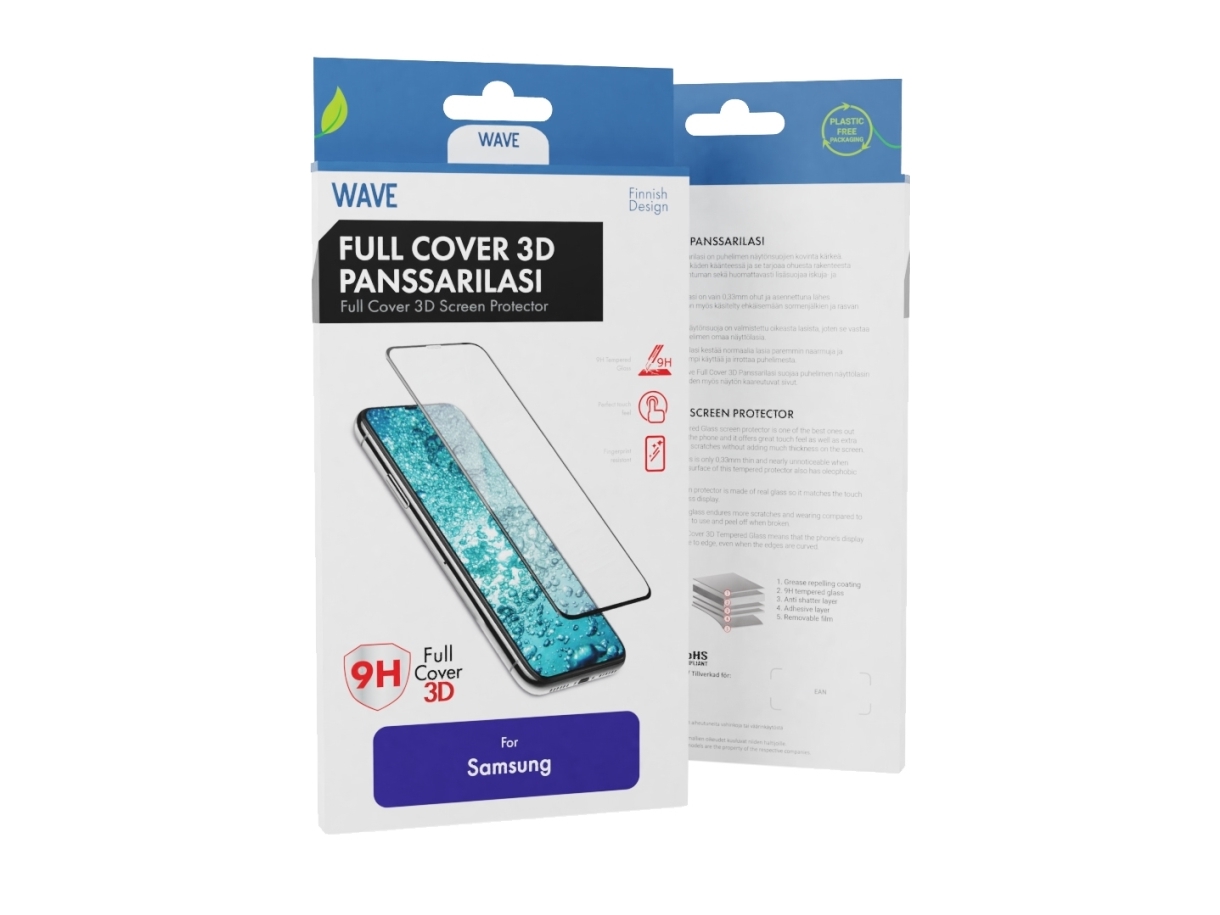Wave -Fc3d-Ss-S10pl-Bk, Samsung, Galaxy S10+, Ridseresistent, Sort, Transparent, 1 Stk
