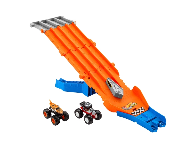 Hot Wheels Monster Trucks Racedown Destruction, Monstertruck- & Schienen-Set, 4 Jahr(E), Kunststoff, Mehrfarbig
