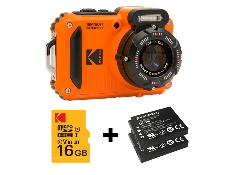 Kodak Pixpro Wpz2og6, 16,76 Mp, 4608 X 3456 Pixel, Bsi Cmos, 4X, Fuld Hd, Sort, Orange