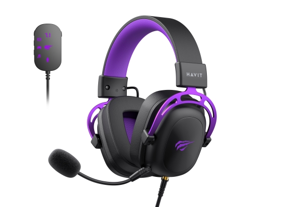 Havit H2002c+U, Ledningsført, Spil, 20 - 20000 Hz, 301 G, Hovedtelefoner, Sort, Violet