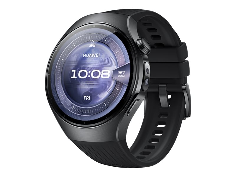 Huawei Watch 5 - 46 mm - 316L rostfritt stål - smart klocka med rem - fluoroelastomer - handledsstorlek: 140-210 mm - display 1.5 - Bluetooth, Wi-Fi 6, LTE - 4G - 63 g - svart | Sport & Träning - Pulsklockor & Smartwatches - Smartklockor | GameStuff