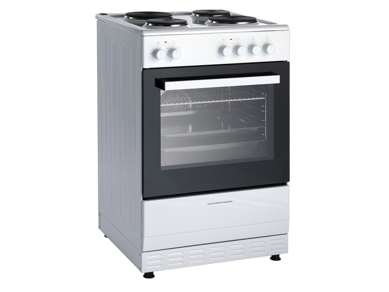 ScanDomestic SK 403-1, Fritstående komfur, Hvid, Dreje, Keramisk, 4 zone(s), 4 zone(s) | Vitvaror - Ugnar - Inbyggnadsugnar | GameStuff