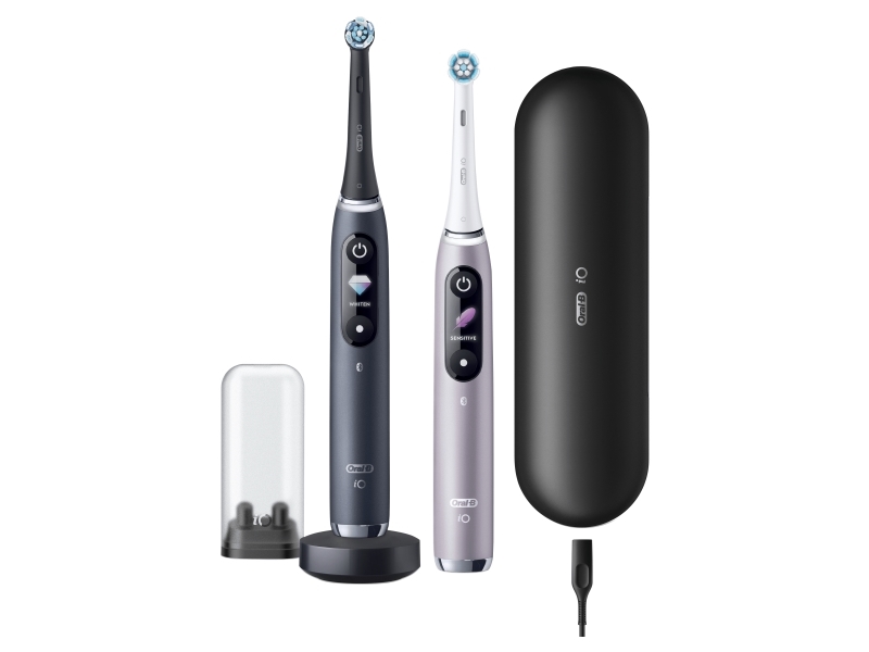 Oral-B Io 80363731, Erwachsener, Rotierende-Vibrierende Zahnbürste, Zahnfleischpflege, Sensibel, Whitening, Schwarz, Silber, 2 Min, Schwarz, Silber