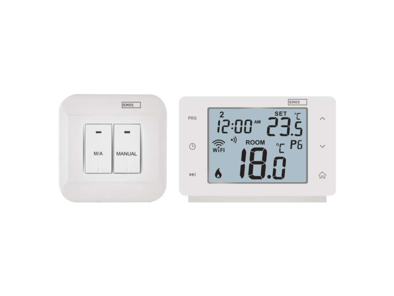 Emos P56211, Digital Termostat, Room, Vekselstrøm, 868 Mhz, 802.11B, 802.11G, Wi-Fi 4 (802.11N), 2,4 Ghz