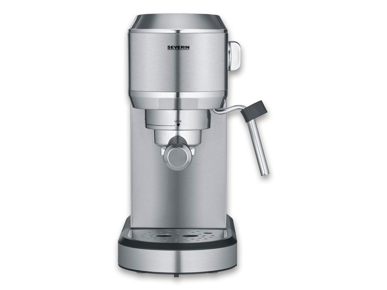 Severin Newspresa KA 5997, Espressomaskin, 1 l, Malat kaffe, 1350 W, Svart, Borstat stål, Krom