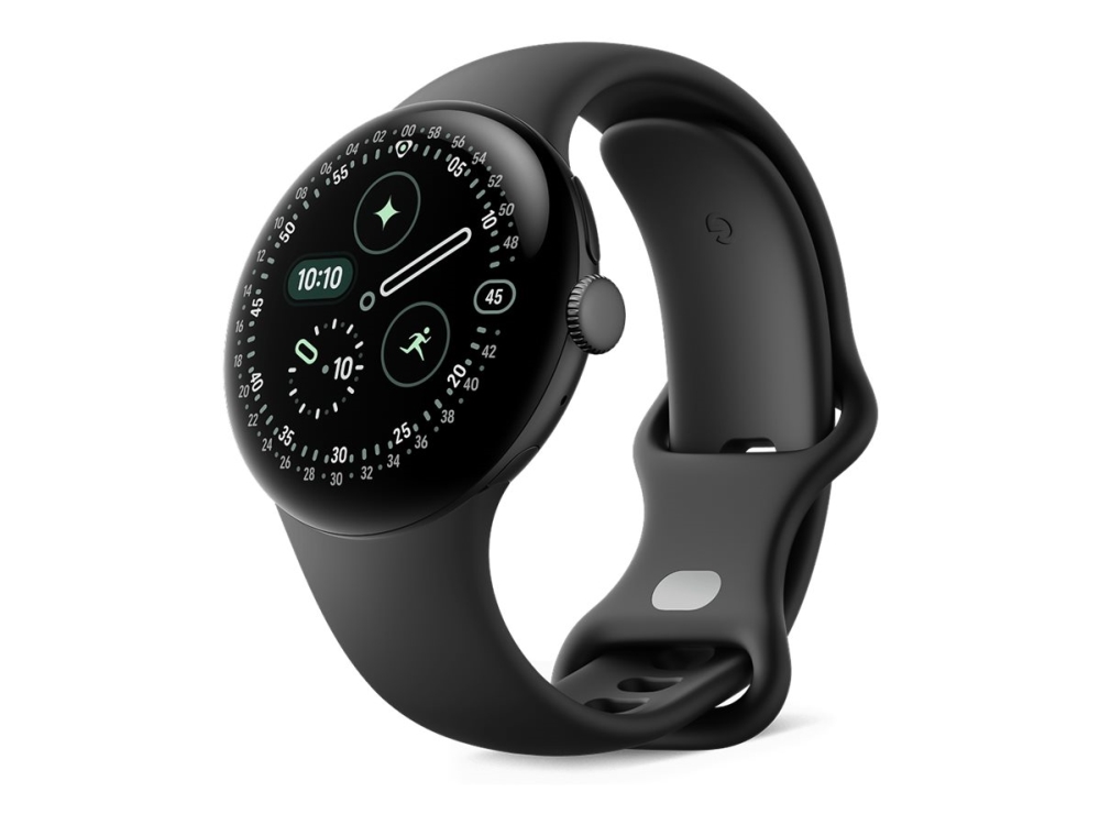 Google Pixel Watch 4 - 41 Mm - Matsort Aluminium - Smart Ur Med Aktivt Bånd - Fluoroelastomer Med Blød Berøringsbelægning - Obsidian - Båndstørrelse: