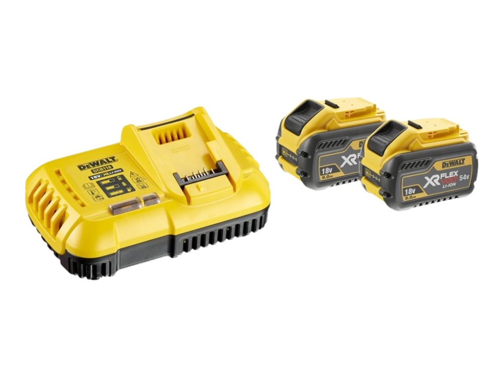 Dewalt Dcb132x2, Batterie- & Ladegerät-Set, Lithium-Ion (Li-Ion), 9 Ah, Dewalt, Schwarz, Gelb, 10.8 - 54 V