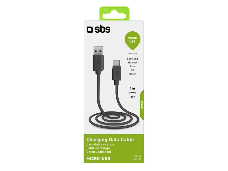 Sbs 1M Usb2.0/Microusb, 1 M, Usb A, Micro-Usb A, Usb 2.0, 0,48 Gbit/Sek., Sort