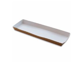 Pølsebakke Xxl L332 X B90 X H20 Mm Med Kant Brun/Hvid,2 Ps X 120 Stk/Krt