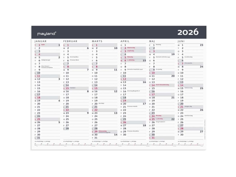 Mayland Kontorkalender Moderne A3 2026 | Papper & Emballage - Kalendrar & Anteckningsböcker - Kalendare | GameStuff