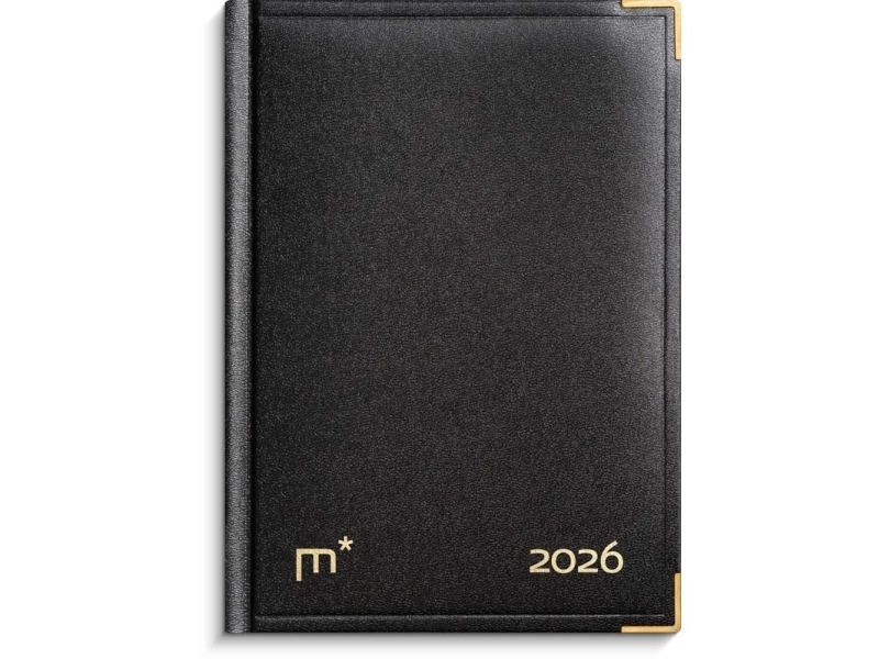 Årsbok dagskalender svart konstläder inbunden 2026