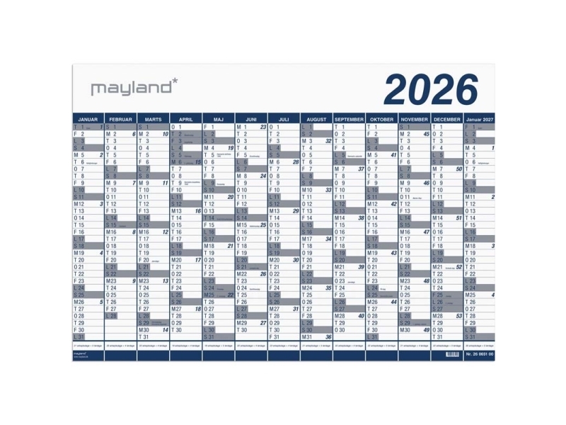 Kæmpekalender 1x13 måneder 2026 PP-plast - leveres i plastpose | Papper & Emballage - Kalendrar & Anteckningsböcker - Kalendare | GameStuff