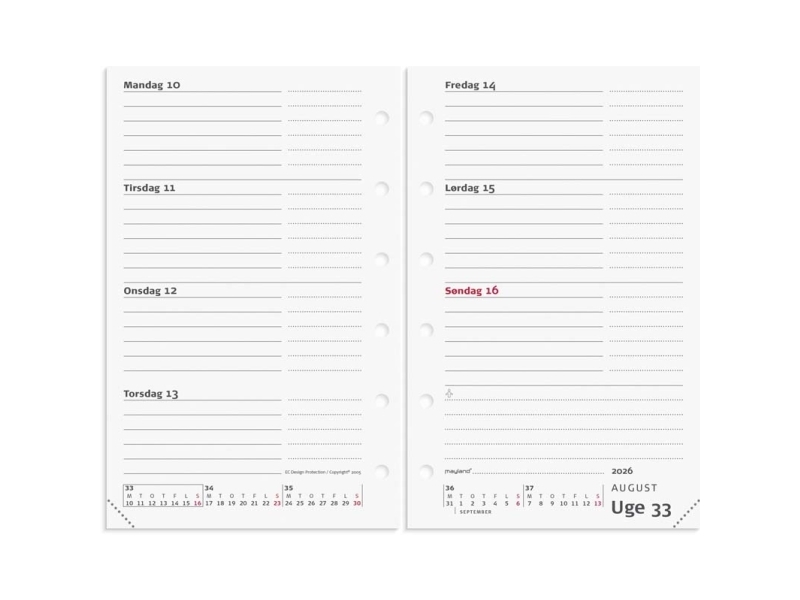 System Mini veckokalender korsformat REFILL 2026 | Papper & Emballage - Kalendrar & Anteckningsböcker - Kalendare | GameStuff