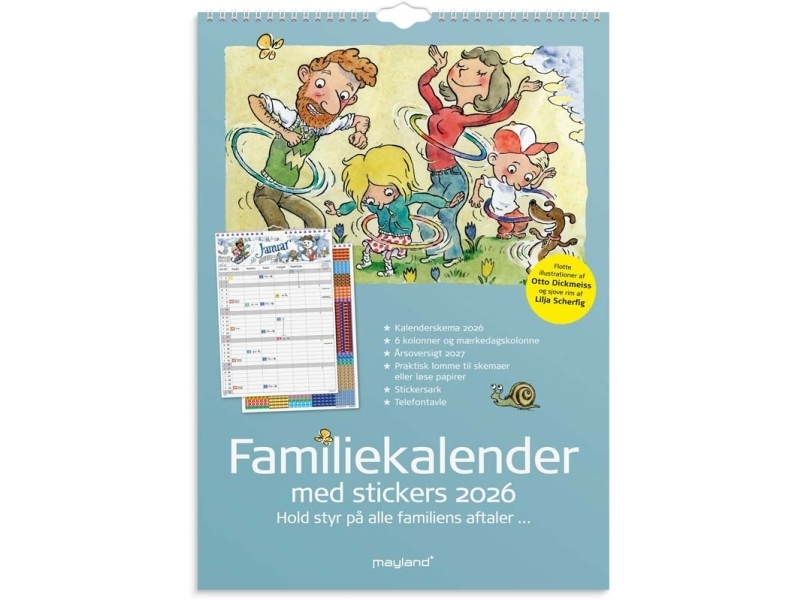 Familiekalender Otto Dickmeiss & Lilja Scherfig med 6 kolonner A3 2026 | Papper & Emballage - Kalendrar & Anteckningsböcker - Kalendare | GameStuff