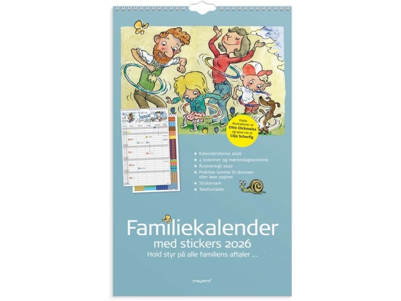 Familiekalender Otto Dickmeiss & Lilja Scherfig 4 kol. 2026 | Papper & Emballage - Kalendrar & Anteckningsböcker - Kalendare | GameStuff