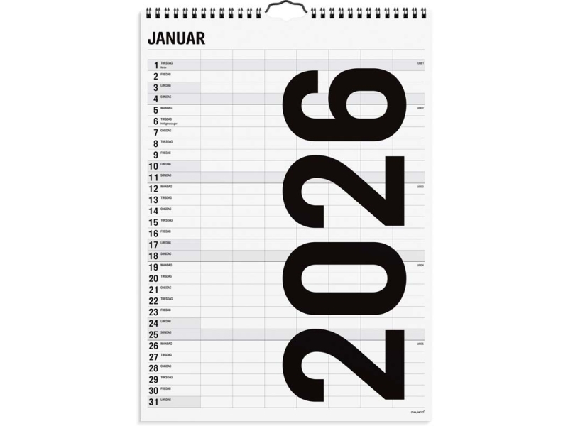Familiekalender Black and white 7 kol. 2026 | Papper & Emballage - Kalendrar & Anteckningsböcker - Kalendare | GameStuff