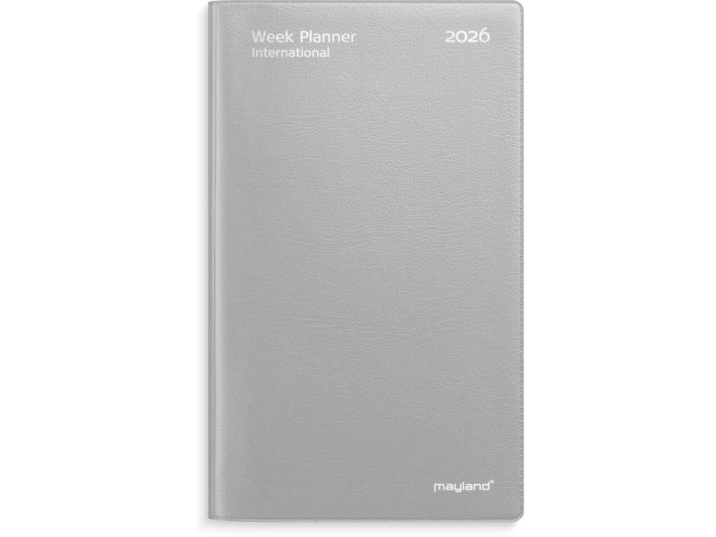 Week Planner International korsformat silver vinyl 2026 | Papper & Emballage - Kalendrar & Anteckningsböcker - Kalendare | GameStuff