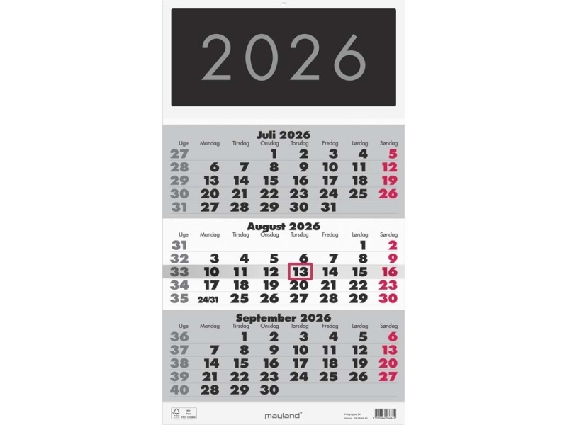 Vægkalender Triplanner 2026 | Papper & Emballage - Kalendrar & Anteckningsböcker - Kalendare | GameStuff
