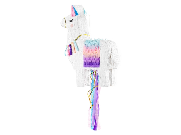 Partydeco Piñata - Lama, 41X49,5X10cm, Standard Pinata, Weiblich, Blau, Lila, Pink, Violett, Weiß, Lama, 410 Mm, 100 Mm