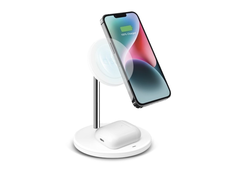 Sbs Vertikale Kabellose 2-In-1-Ladestation Für Iphone, Android-Handys, Airpods, Tws-Ohrhörer, Drinnen, Usb, Kabelloses Aufladen, Weiß