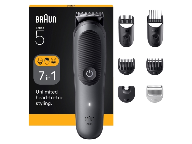Braun AIO5520, musta, Harmaa, 0,5 mm, 2,1 cm, Akku, 120 min, Sisäänrakennettu akku