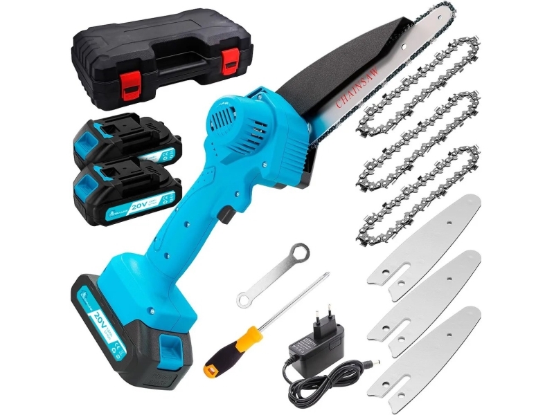 Extralink TM-107, 2500 RPM, 15 cm, Borstlös, 10 m/s, Svart, Ljusblå, Batteri | Trädgården - Trädgårdsmaskiner - Motorsågar | GameStuff