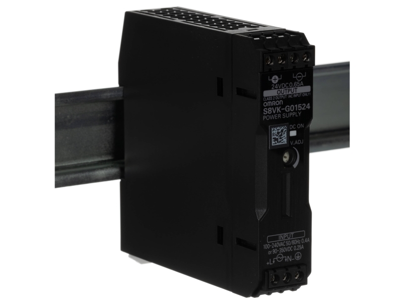 Kirjatyyppinen virtalähde, Pro, 15 W, 24VDC, 0,65A, DIN-kiskoon kiinnitys S8VK-G01524