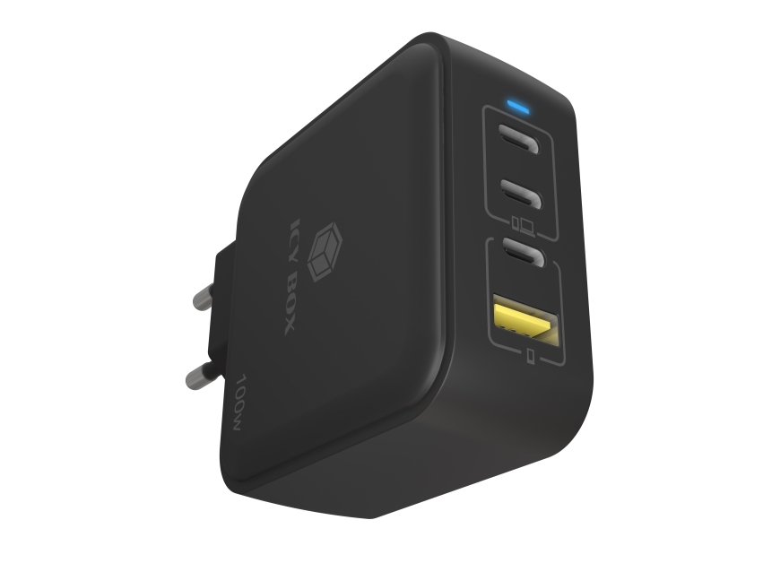 4Port 100W Gan-Oplader Med Pd 3.0, 3X Usb Type-C , 1X Usb Type-A-Forbindelse, Eu-Stik (Ib-Ps1040-Pd)