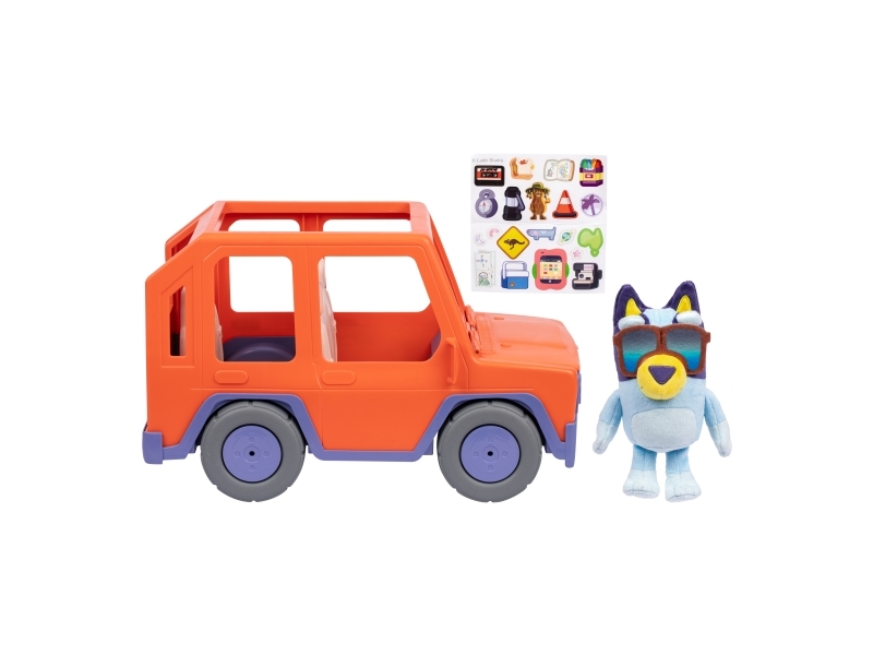Bluey, Stor Heeler Familjebil 4WD med Bluey Gosedjur. Bilhöjd 27 cm | Andra leksaksmärken - Blå | GameStuff