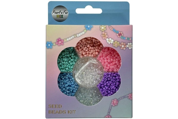 Glasperlemix 90G Multi + Elastik, Ophængsæske