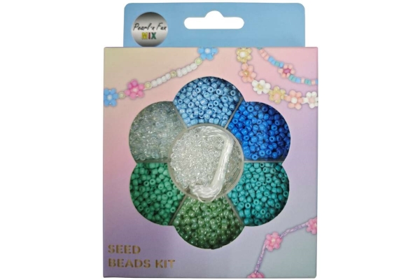 Pearl N Fun - Perler - Glasperlemix - Blå/Grøn/Klar