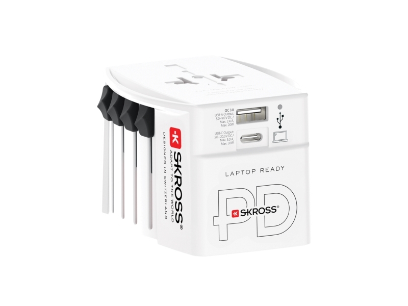 Världsreseadapter MUV USB AC30PD USB-A+USB-C PD 30W Ojordad