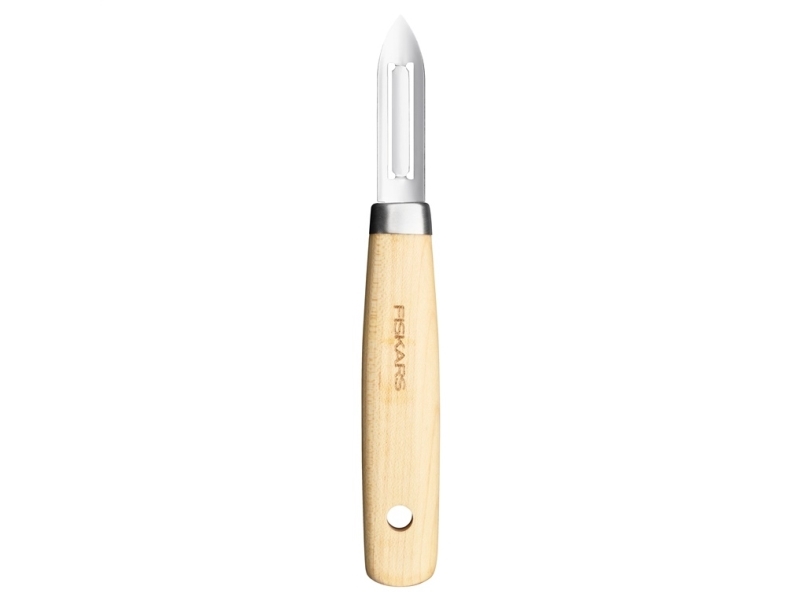 Skræller Fiskars, 17,3 cm, rustfrit stål/træ