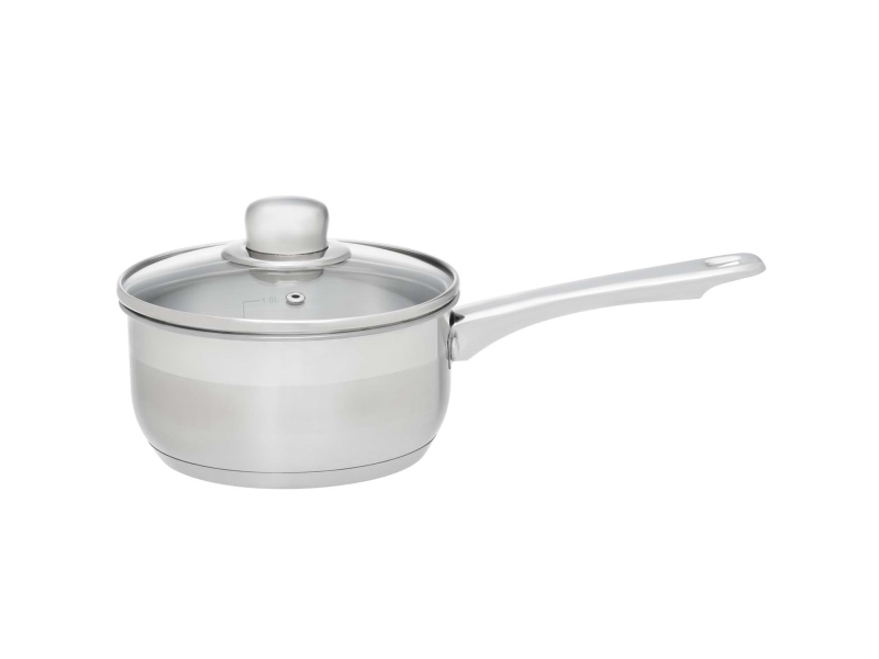 Kastrull Basic i stål med glaslock 1,5 L | Köksutrustning - Grytor & pannor - Grytor | GameStuff