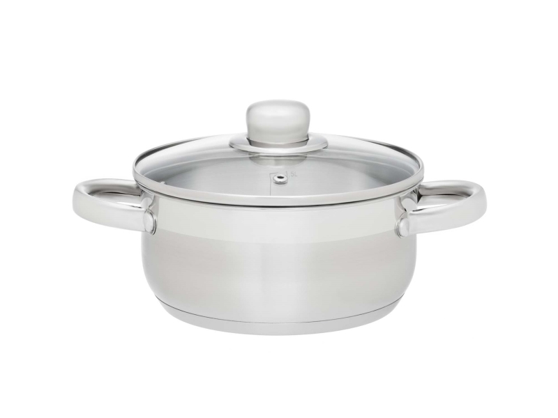 Kastrull Basic i stål med glaslock 2 L | Köksutrustning - Grytor & pannor - Grytor | GameStuff