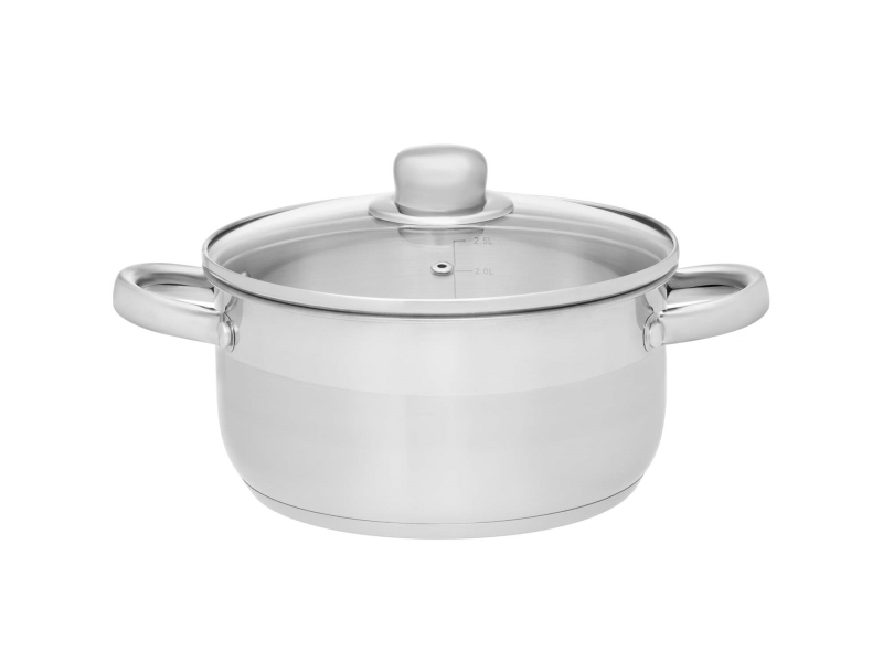 Maku Kitchen Life Basic Gryde med glaslåg stål 3 L 20 cm
